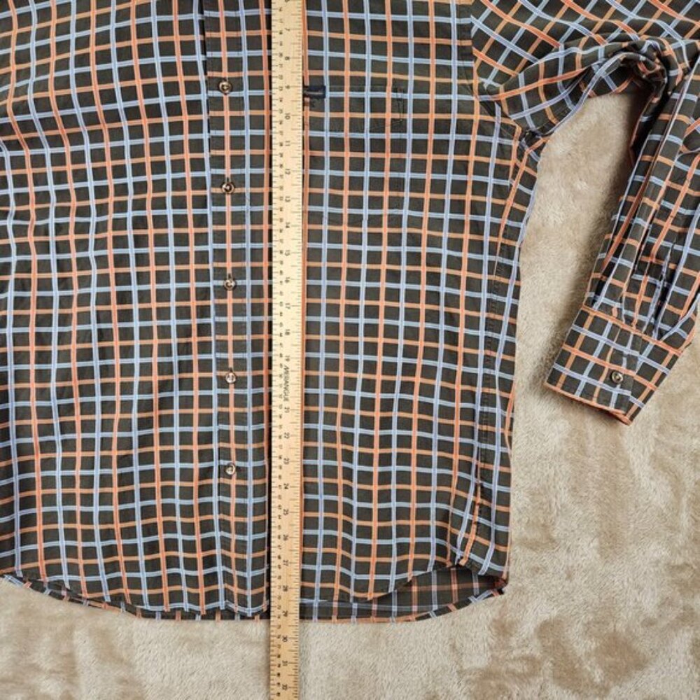 Vintage Faconnable Mens Dress Shirt Size M Pockets Check Plaid Long Sleeve - Picture 4 of 10
